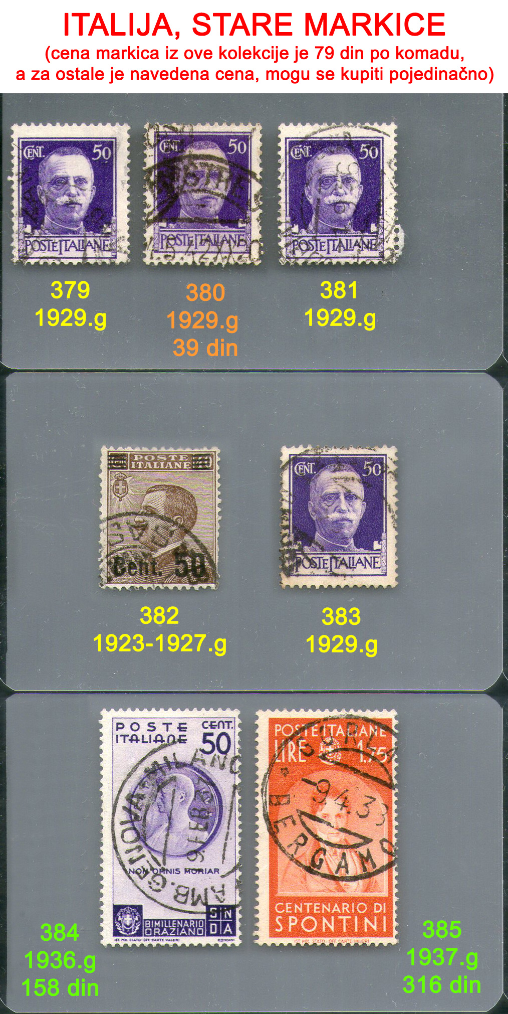 Po�tanske markice, Italija