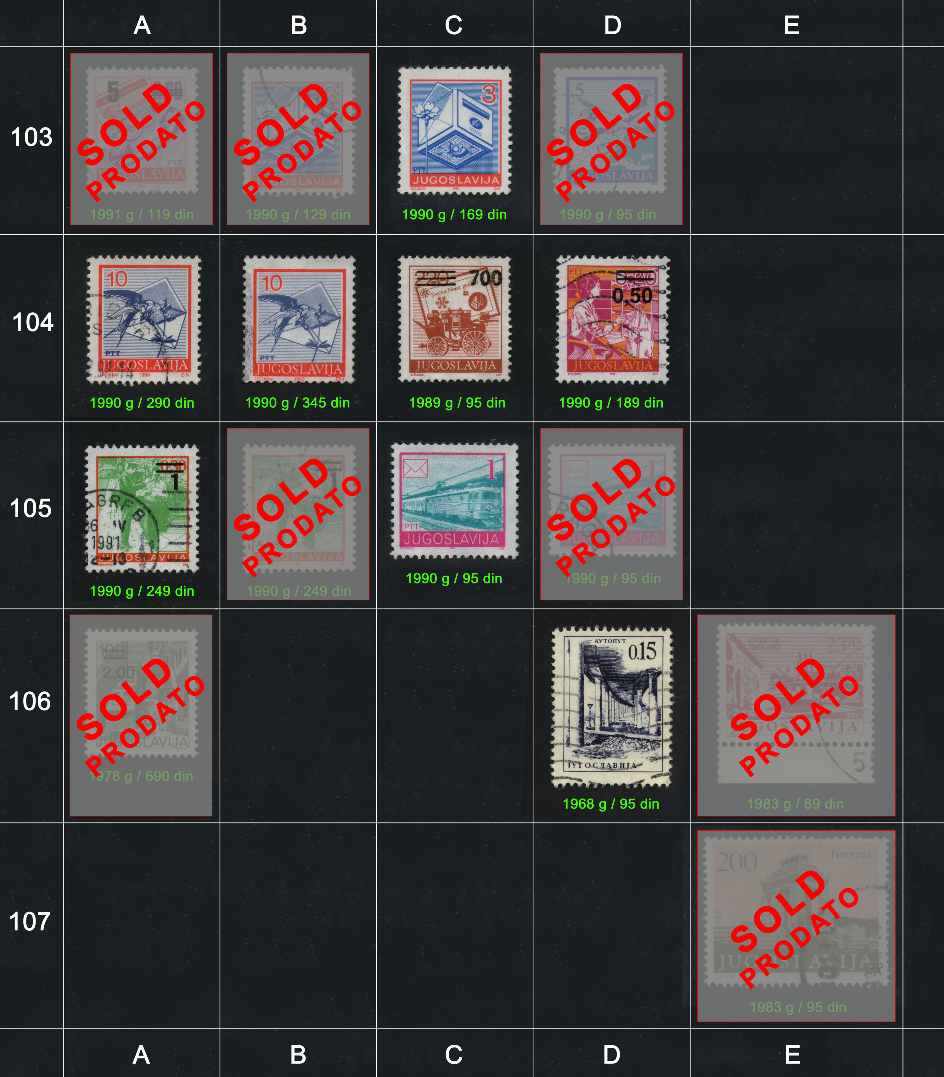 Po�tanske markice, prodaja