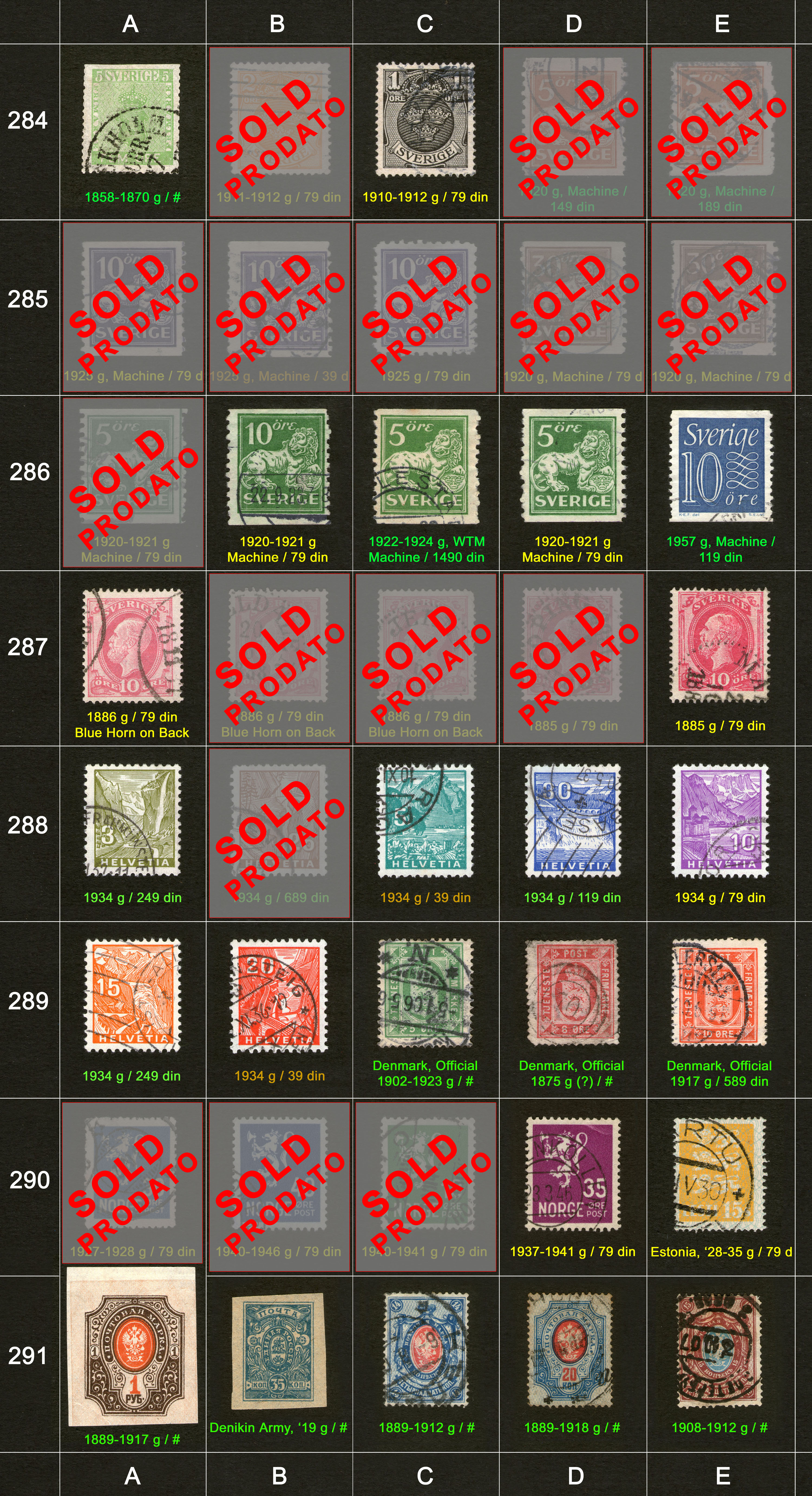 Po�tanske markice, prodaja