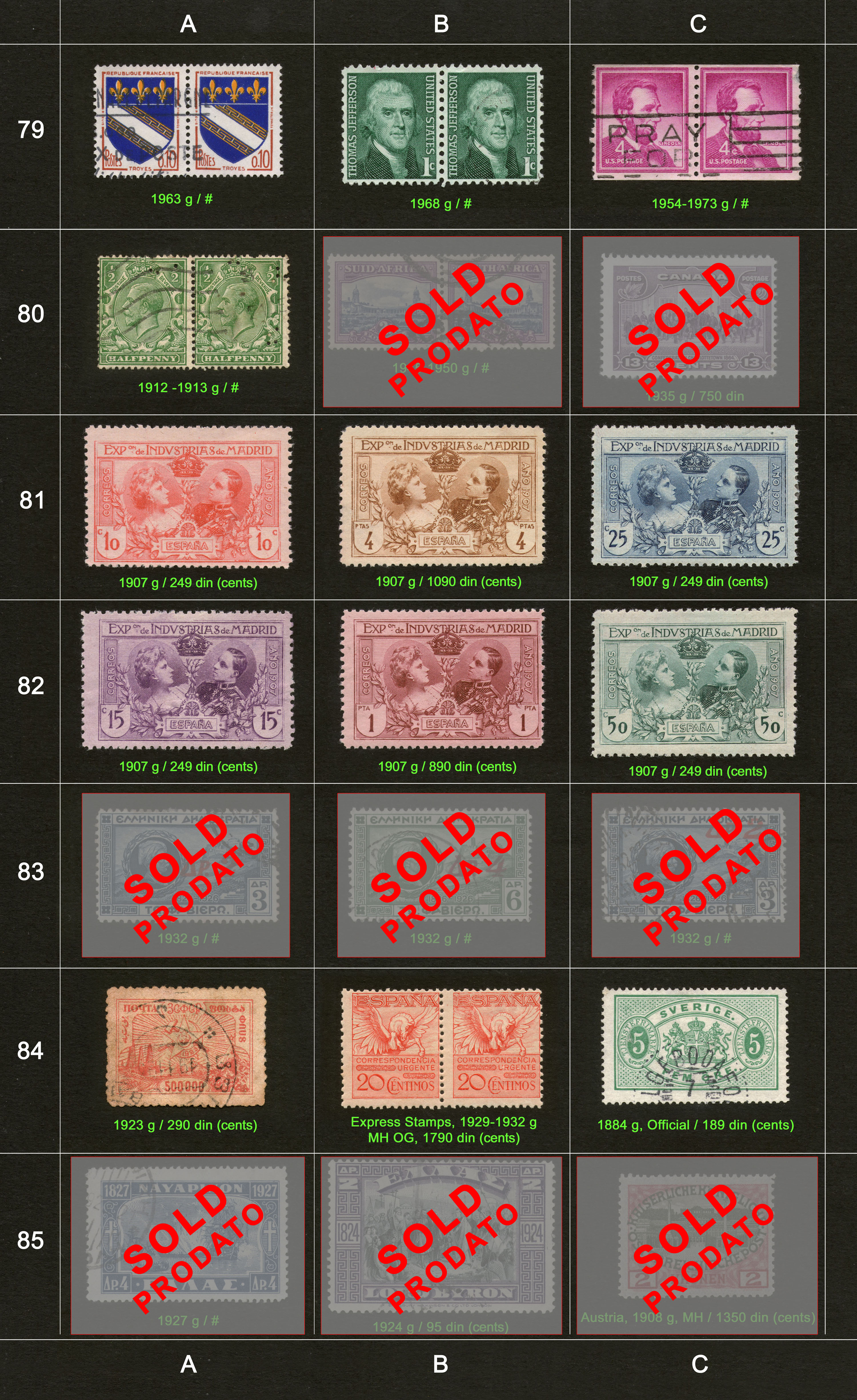 Po�tanske markice, prodaja