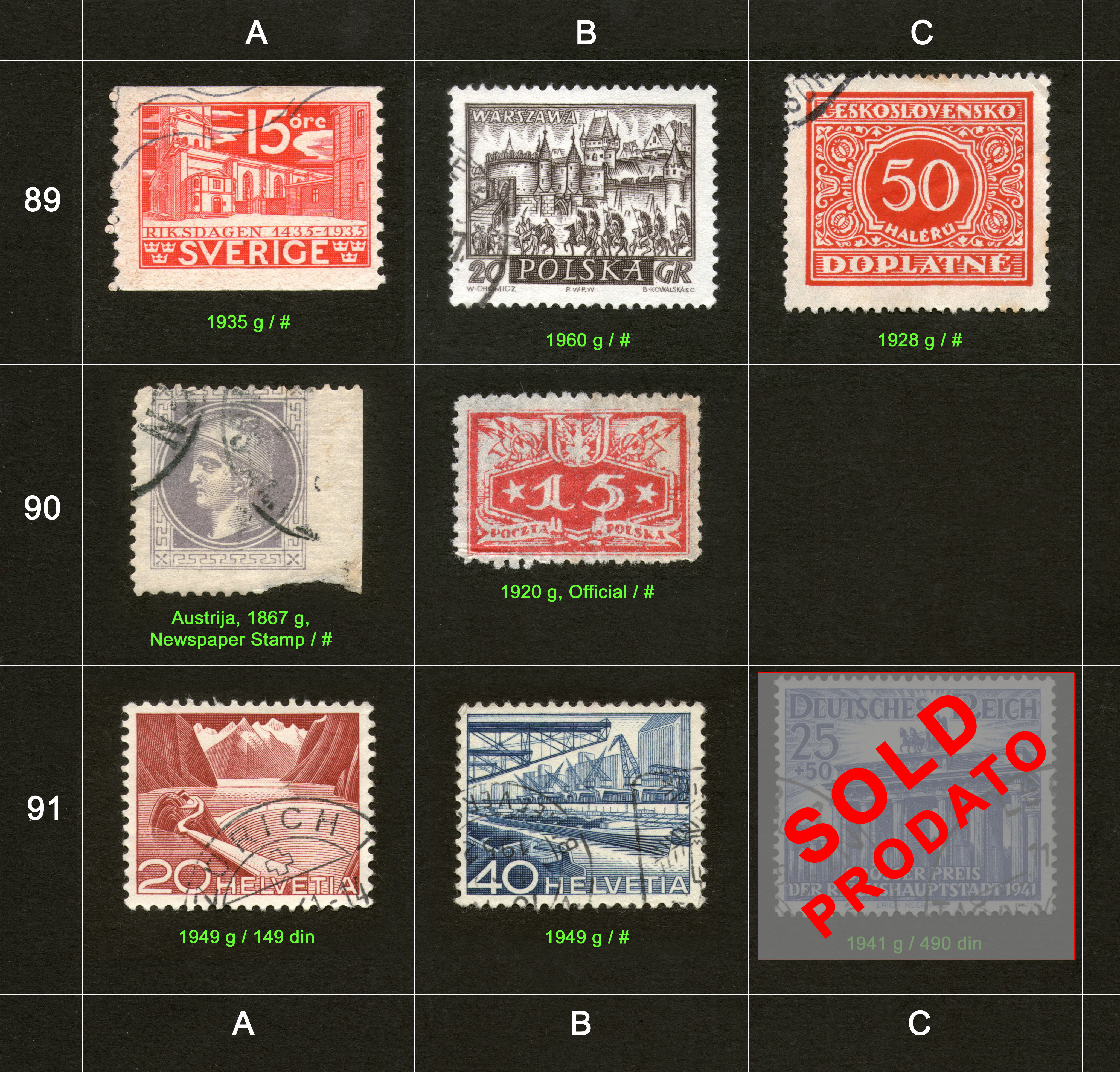 Po�tanske markice, prodaja