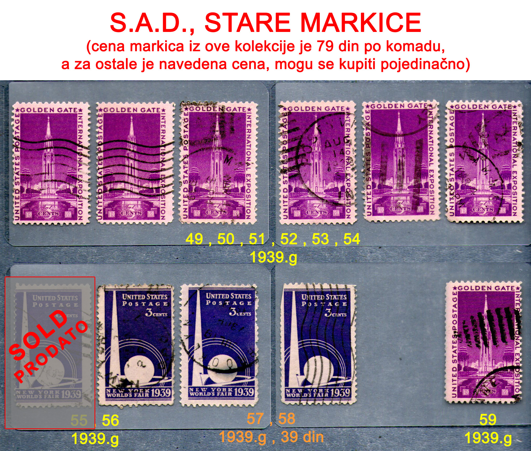 Stare po�tanske markice, Sjedinjene Ameri�ke Dr�ave